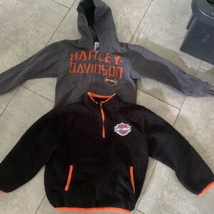 Harley Davidson kids jacket and black pullover.
